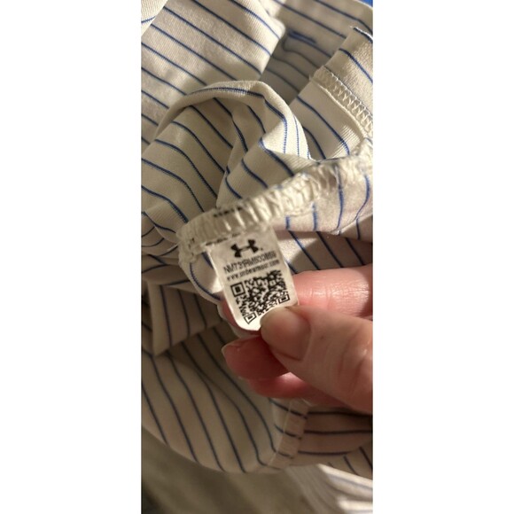 Under Armour Women’s Zinger Stripe Sleeveless Shirt Heat Gear Golf Shirt SZ M - Picture 2 of 7